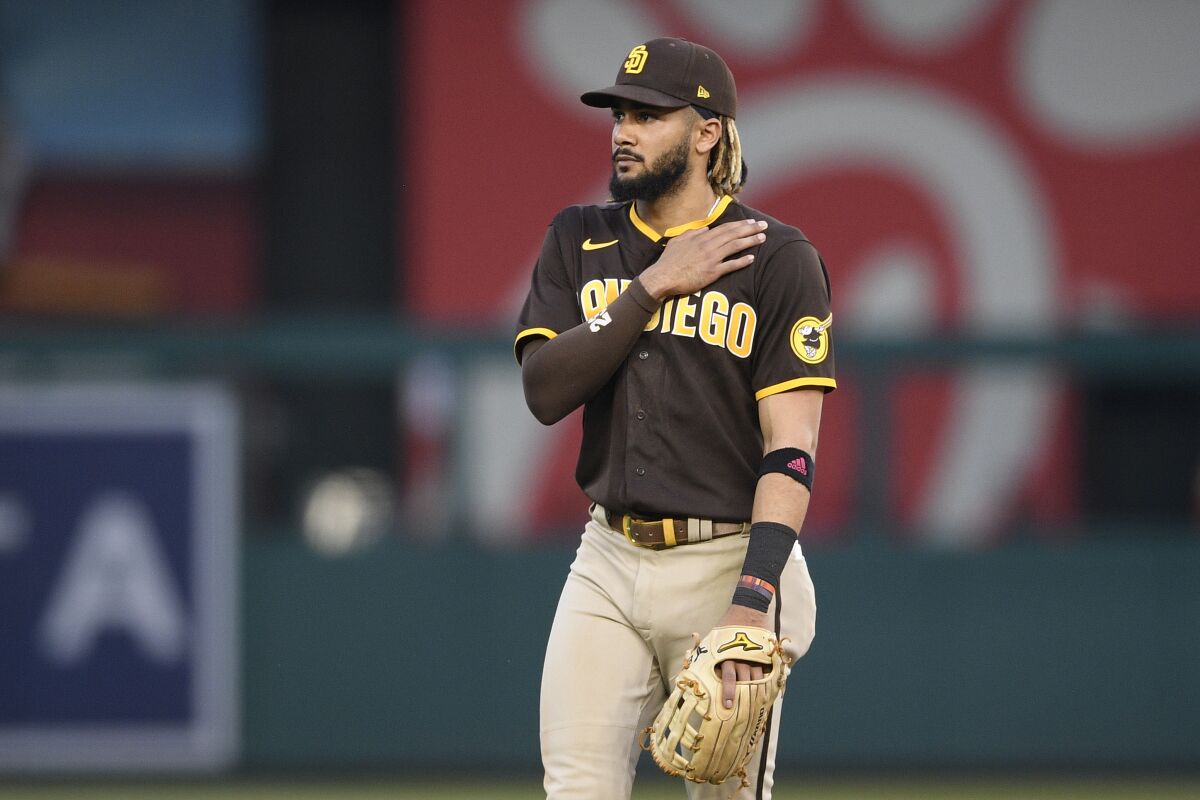 Padres shortstop Fernando Tatis Jr. during a game against the Nationals on July 17, 2021