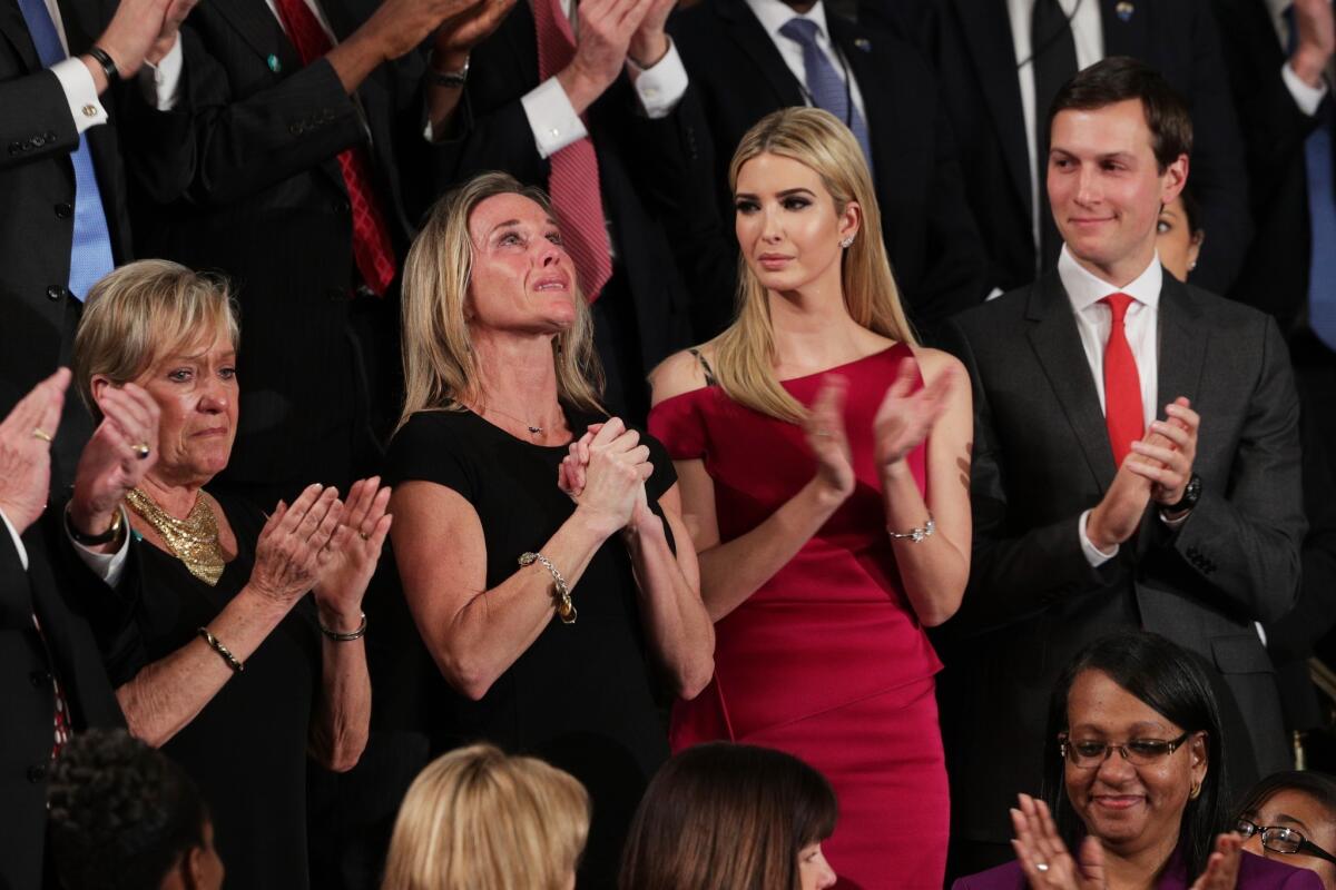 Carryn Owens, second from left, the widow of Navy SEAL William "Ryan" Owens.