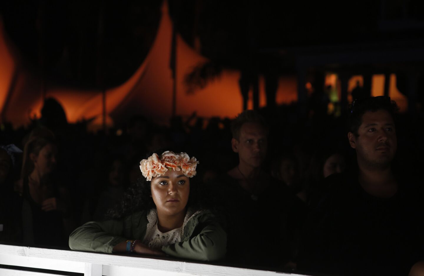 Fans watch Ice Cube's performance at the Coachella Valley Music and Arts Festival.