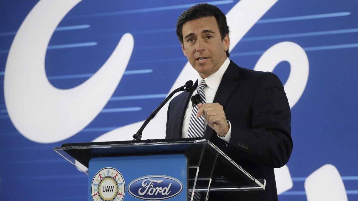 Ford President and CEO Mark Fields addresses the Flat Rock Assembly in Flat Rock, Mich., in January.