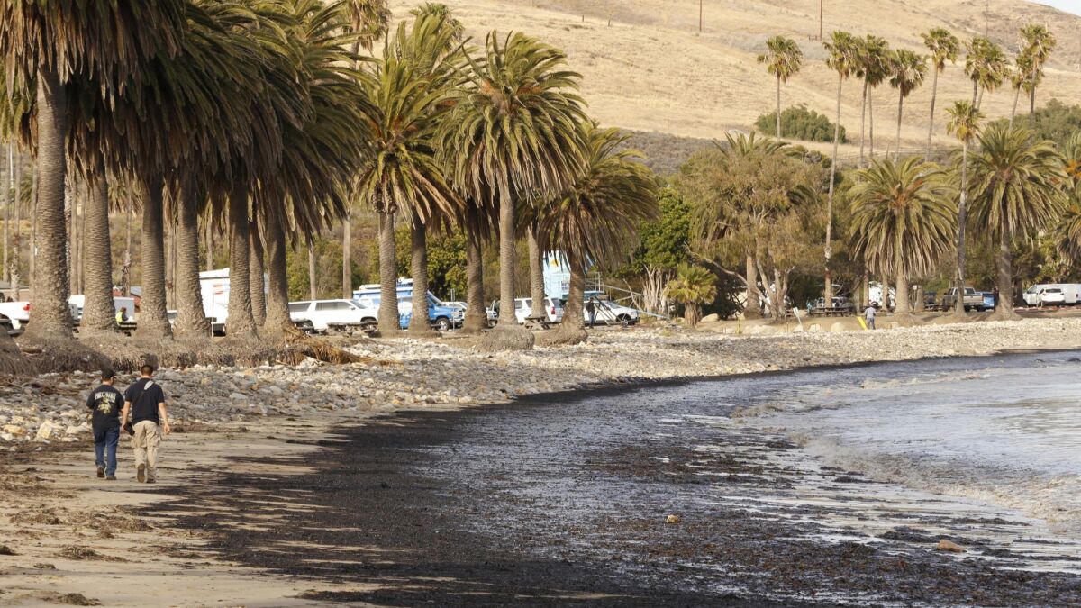 A ruptured pipeline spilled barrels of crude oil in 2015 on Refugio State Beach.