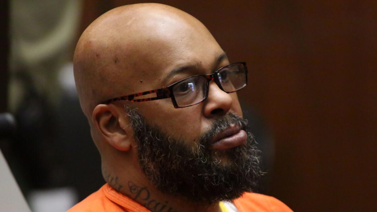 A Los Angeles County judge Thursday set a 2018 trial date in the murder case of former rap mogul Marion 'Suge' Knight, pictured an earlier hearing.