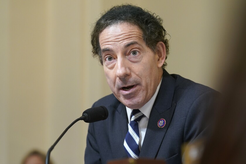 FILE - Rep. Jamie Raskin, D-Md., speaks during the House select committee hearing on the Jan. 6 attack on Capitol Hill in Washington on July 27, 2021. The House Oversight Committee is demanding the Justice Department provide answers about whether Biden administration officials have any plans to procure the drug used in federal executions despite an ongoing moratorium on capital punishment. The demand was made late Wednesday, Dec. 16, in a letter to Attorney General Merrick Garland by Raskin and Rep. Ayanna Pressley, D-Mass. (AP Photo/ Andrew Harnik, Pool, File)