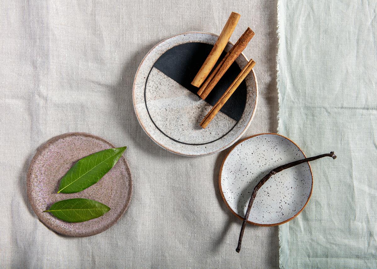 Spices like vanilla bean, cinnamon sticks, and bay leaf, which can be used as flavoring in jams