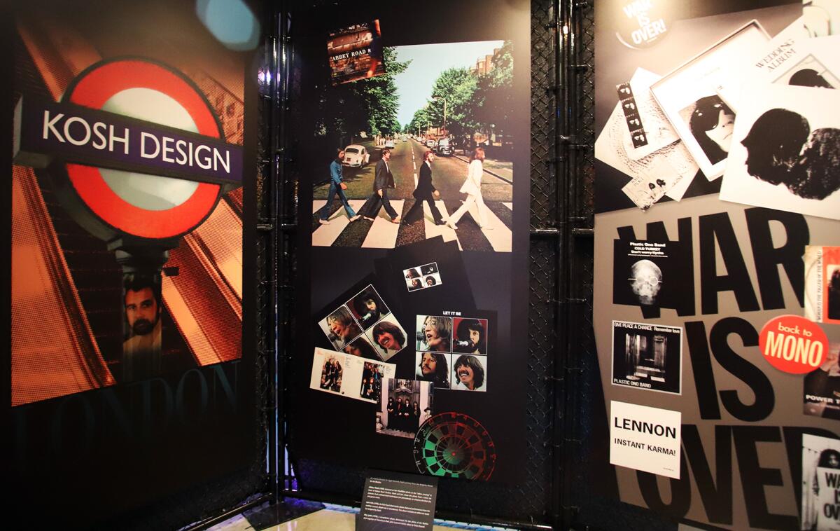 Displays from an exhibit highlighting John Kosh in the Art of Music Experience at the Orange County Fair.