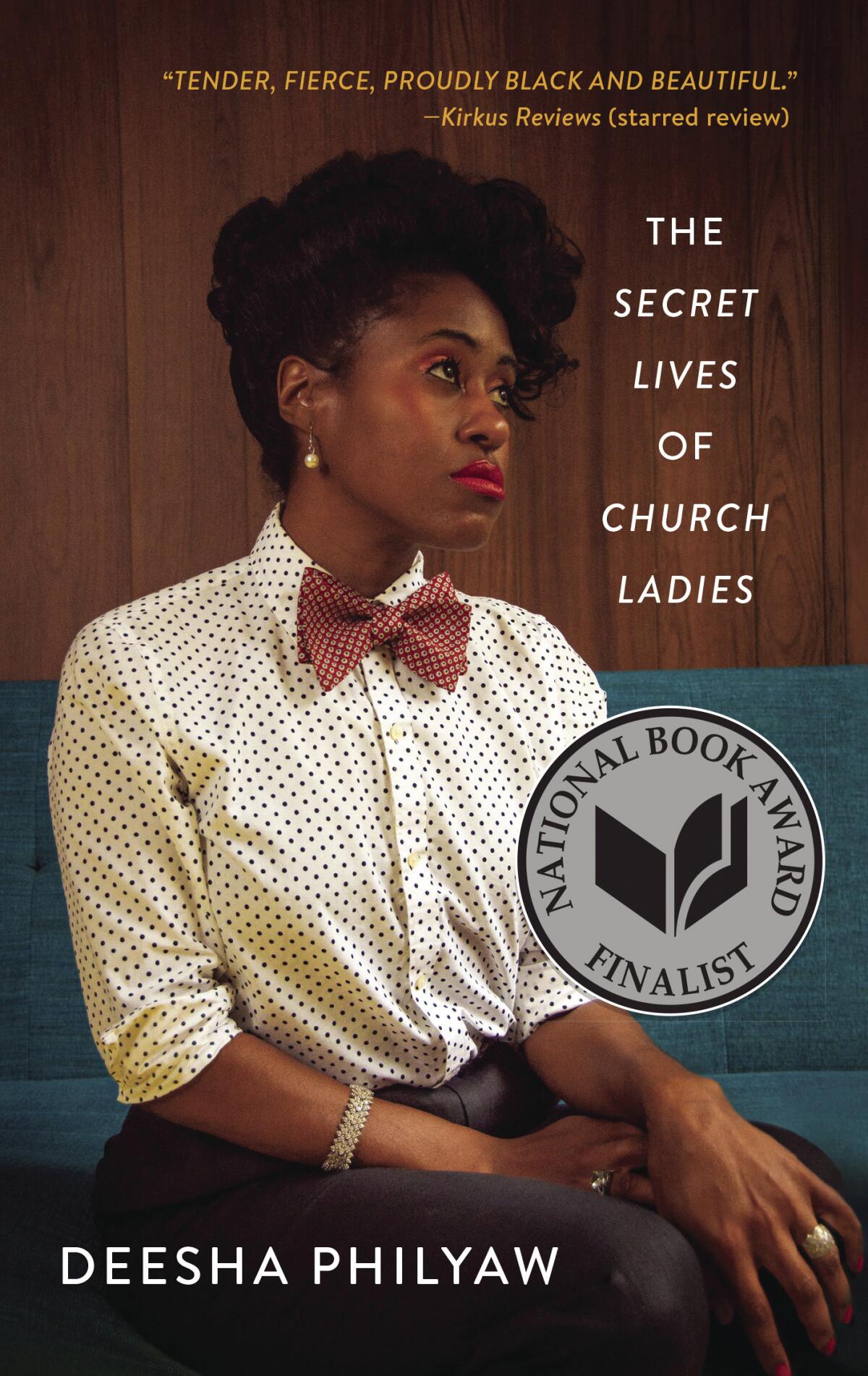 Book cover shows a woman posed with her hands crossed on her lap.