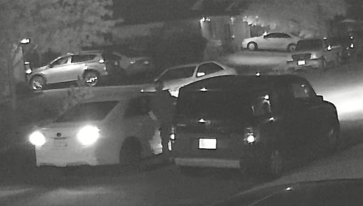 A Sept. 10 security video shows a thief in a white Subaru stealing a catalytic converter from a parked Honda in 50 seconds.