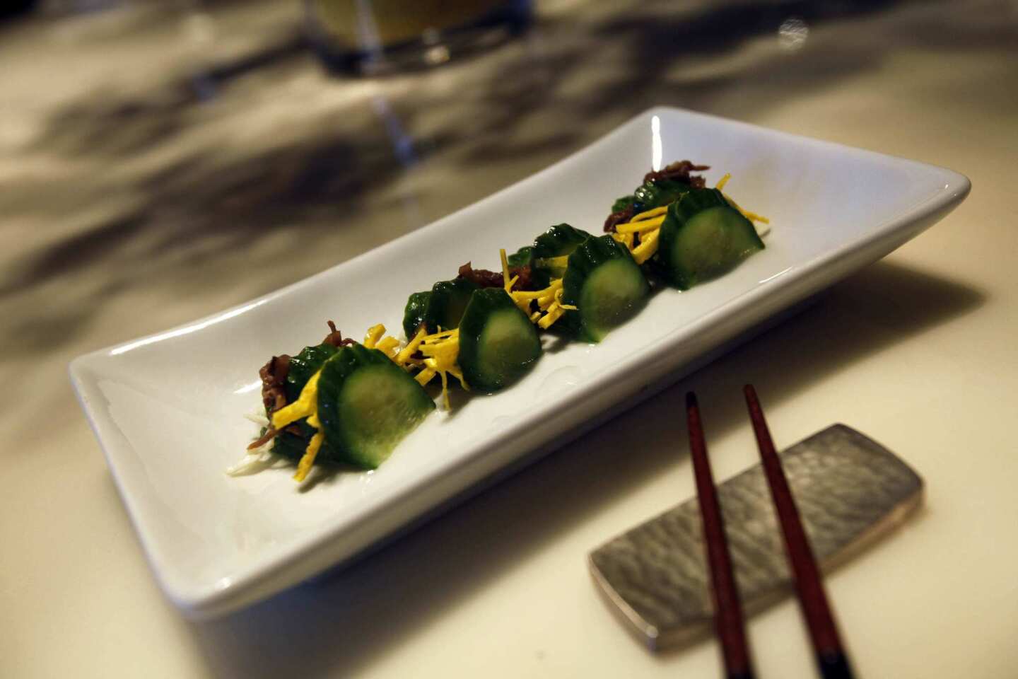 Chilled cucumbers are one of Chef Janee Kim's small-plate creations.