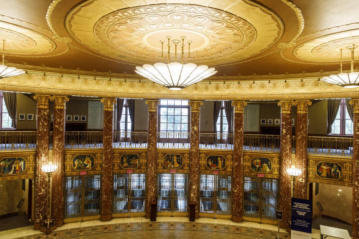 The grand foyer in Severance Hall in Cleveland, Ohio. (Marcus Yam / Los Angeles Times)