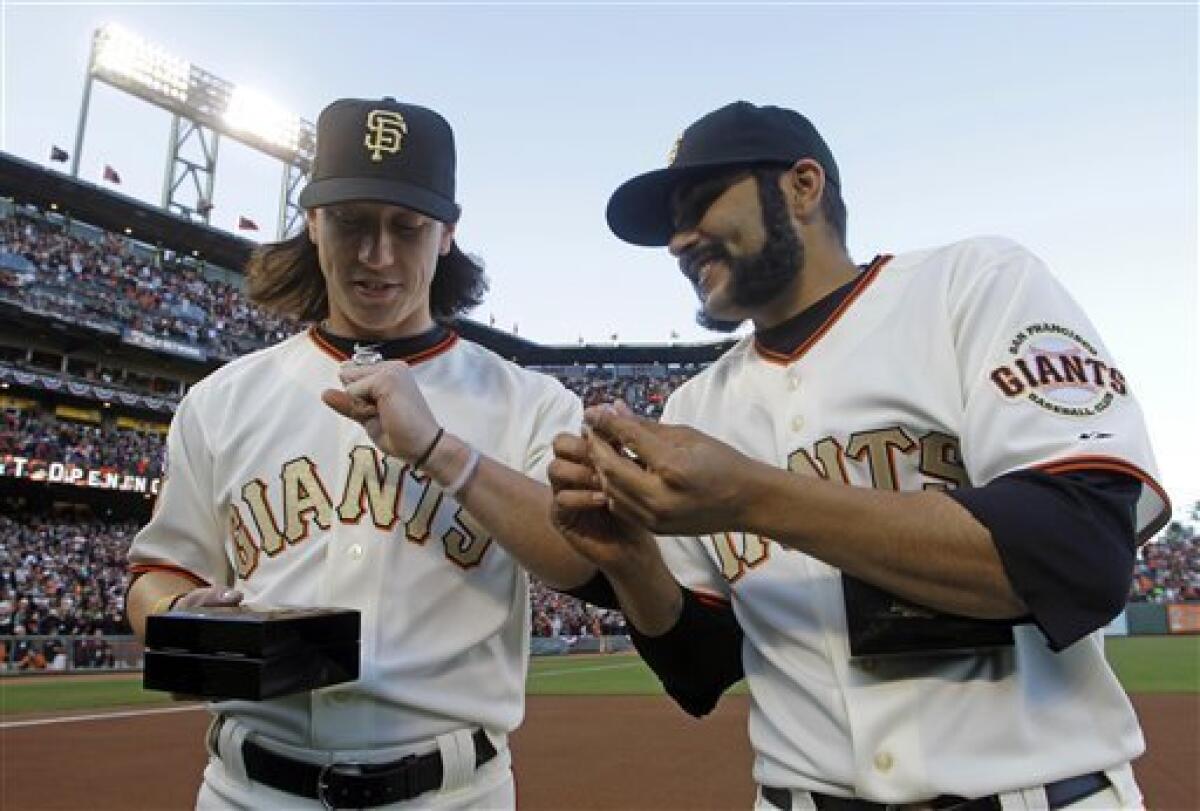 World Series champion Giants receive rings - The San Diego Union-Tribune