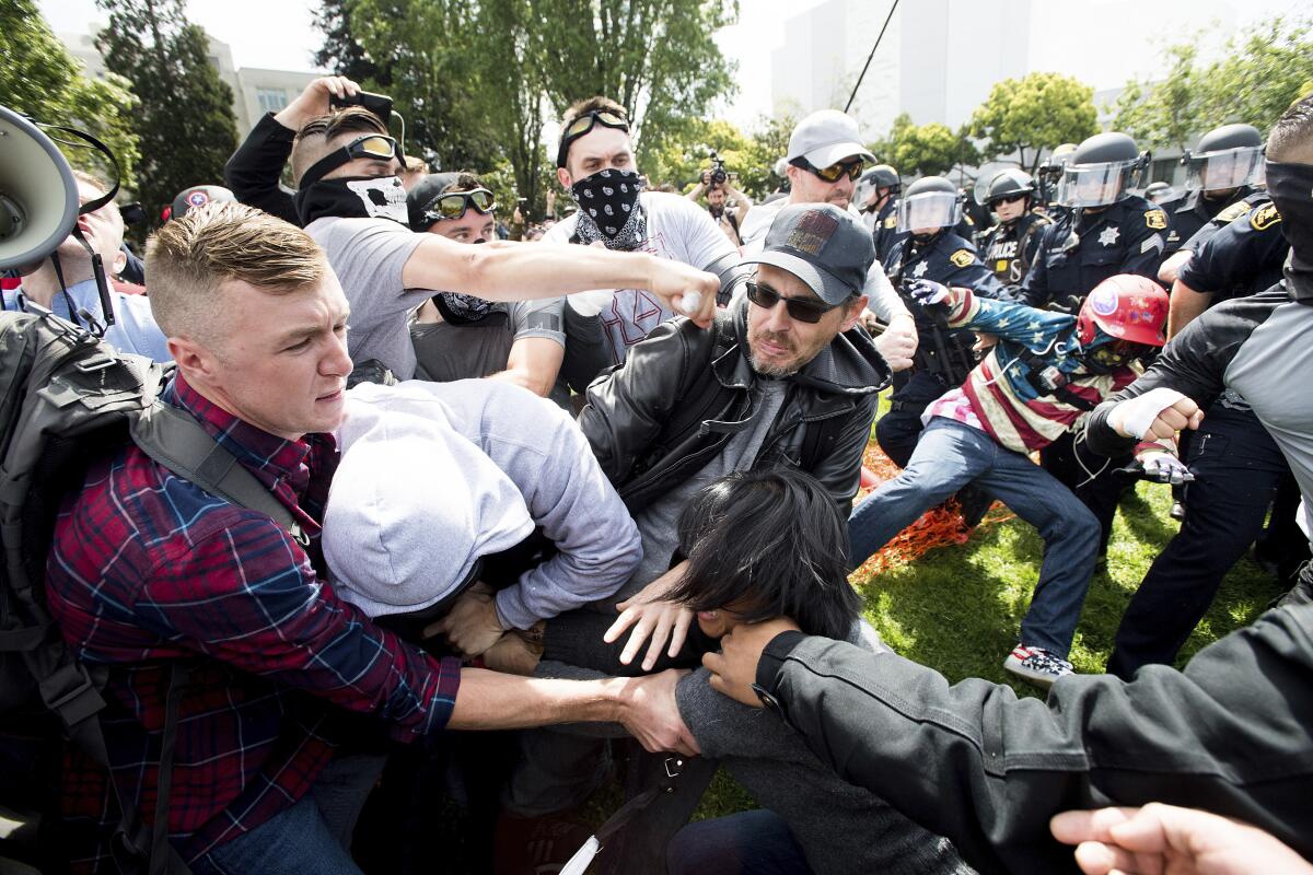 Protesters brawl during a Berkeley rally.