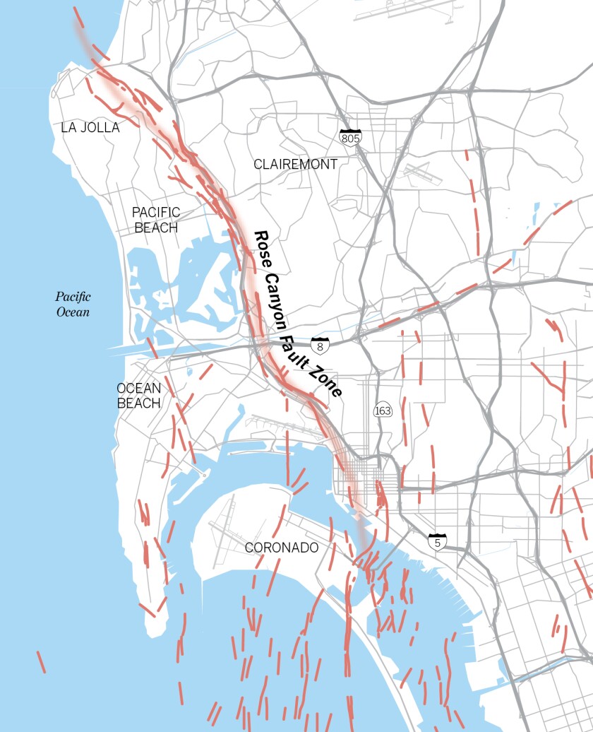 San Diego Earthquake Map San Diego would suffer catastrophic damage if Rose Canyon fault San Diego Earthquake Map San Diego would suffer catastrophic damage if Rose Canyon fault