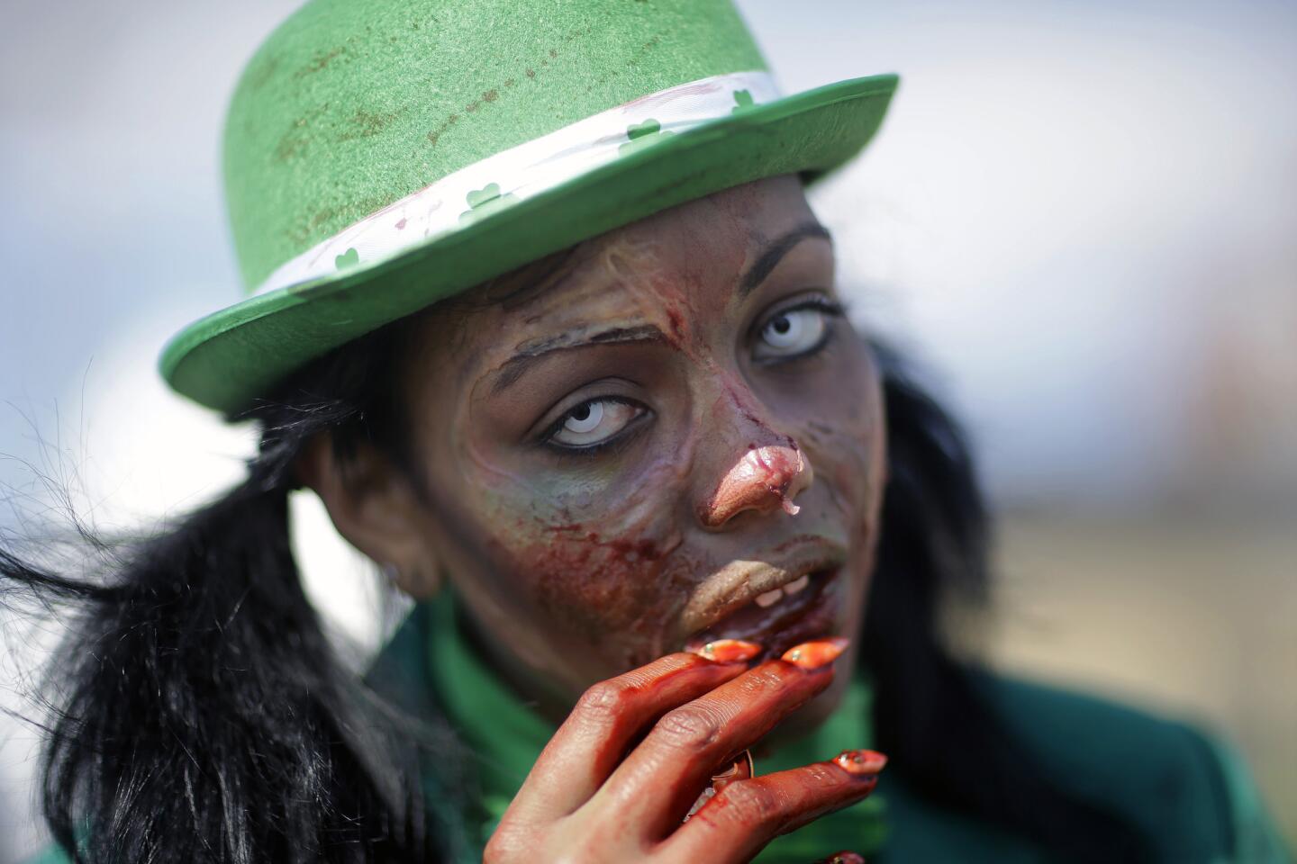 St. Patrick's Day brings out the Irishman (and Irishwoman) in all of us. And some take that task pretty seriously. We combed through our archives and our Flickr account and gathered this look at 17 things that shouldn't be green -- but are! -- on St. Patrick's Day. Take zombies. The zombies on "The Walking Dead" never look like this. Maybe this is a leprechaun zombie?