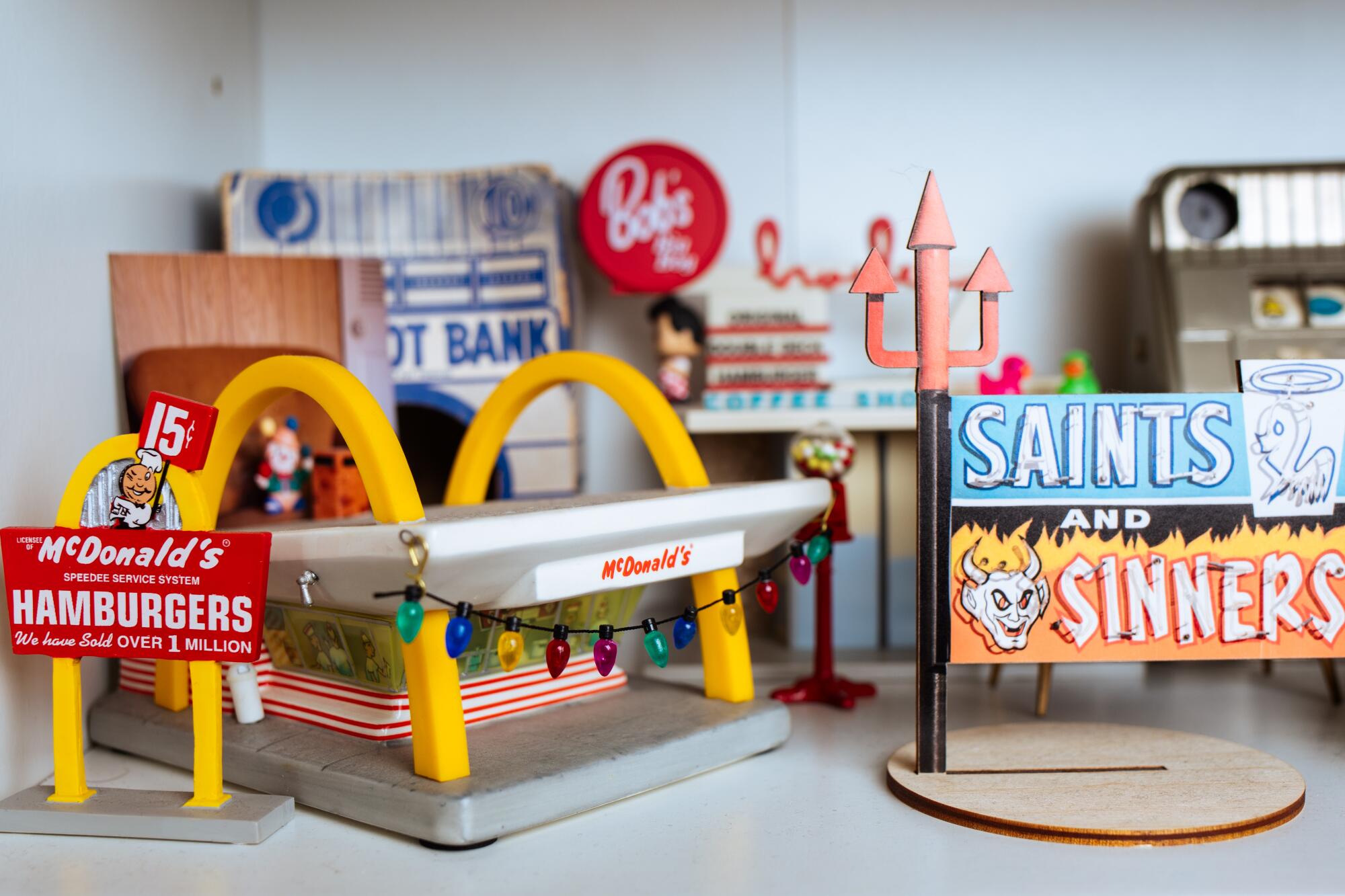 A miniature McDonald's connected show astatine Msrlyan's Pasadena home.