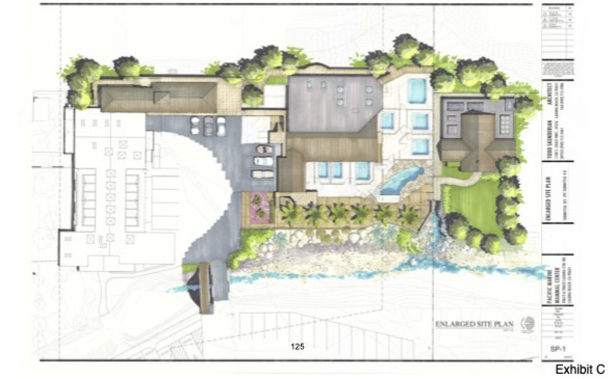 An aerial rendering of facility upgrades proposed for Laguna Beach's Pacific Marine Mammal Center on Laguna Canyon Road.