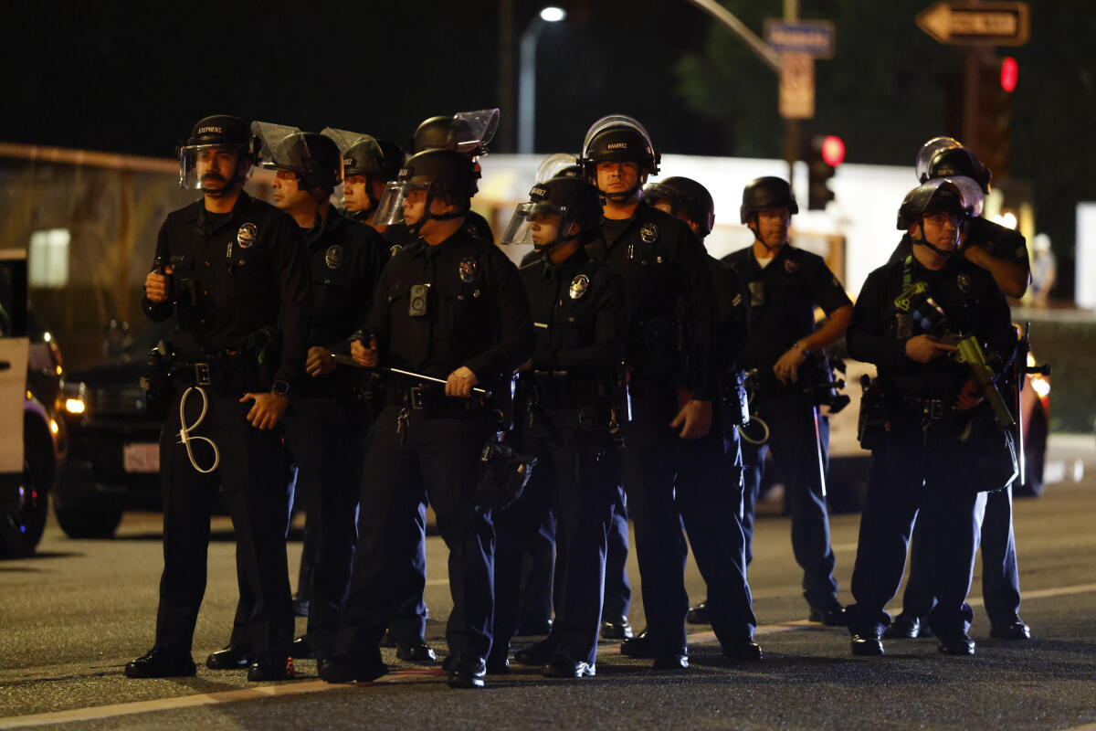 Lapd Riot Officers Federal judge bars LAPD use of some 'less-lethal' weapons at protests ...
