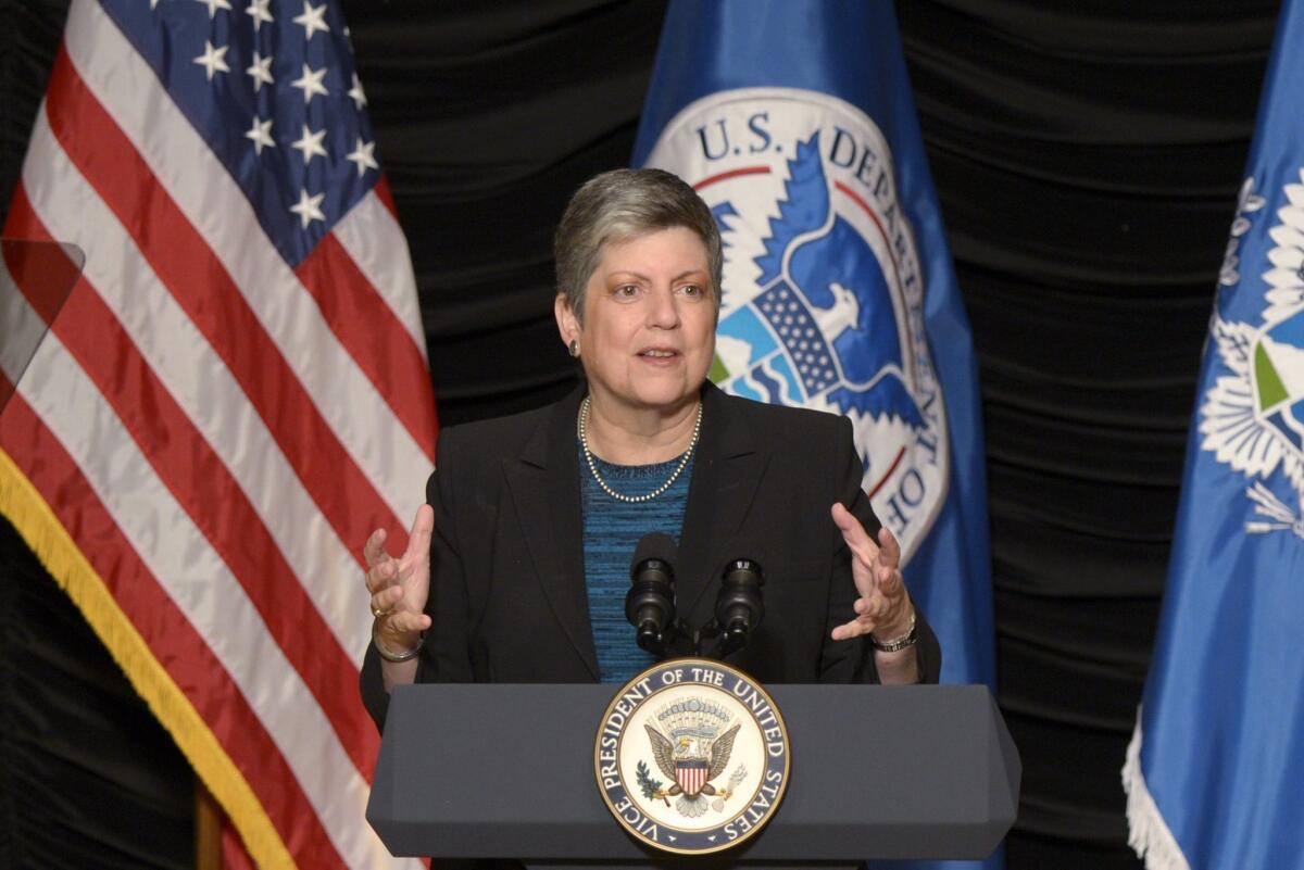 Janet Napolitano speaks during a farewell ceremony Sept. 6 in Washington, D.C.