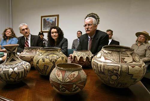 Joseph Stuart, a recently retired FBI investigator, led the search for a collection of American Indian artifacts stolen from an Indio museum in January 2005. FBI officials held a news conference Friday and returned the items to their owners.