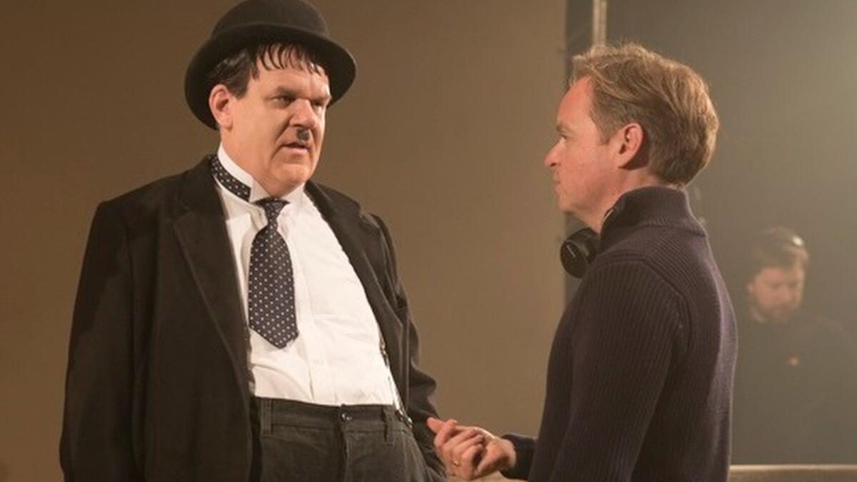 John C. Reilly as Oliver Hardy on set with “Stan & Ollie” director Jon S. Baird.