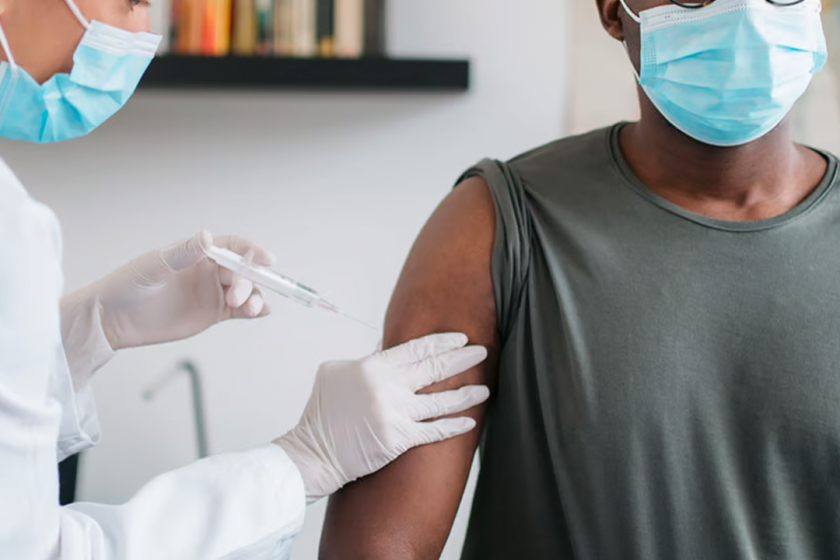 Man receiving vaccination