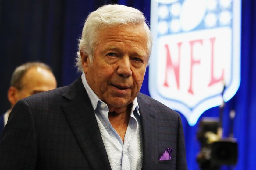 FILE - FEBRUARY 22, 2019: It was reported that New England Patriots Owner Robert Kraft is being charged with soliciting another to commit prostitution in Florida February 22, 2019. HOUSTON, TX - FEBRUARY 01: Robert Kraft, owner and CEO of the New England Patriots, attends NFL Commissioner Roger Goodell's press conference at the George R. Brown Convention Center on February 1, 2017 in Houston, Texas. (Photo by Tim Bradbury/Getty Images) ** OUTS - ELSENT, FPG, CM - OUTS * NM, PH, VA if sourced by CT, LA or MoD **