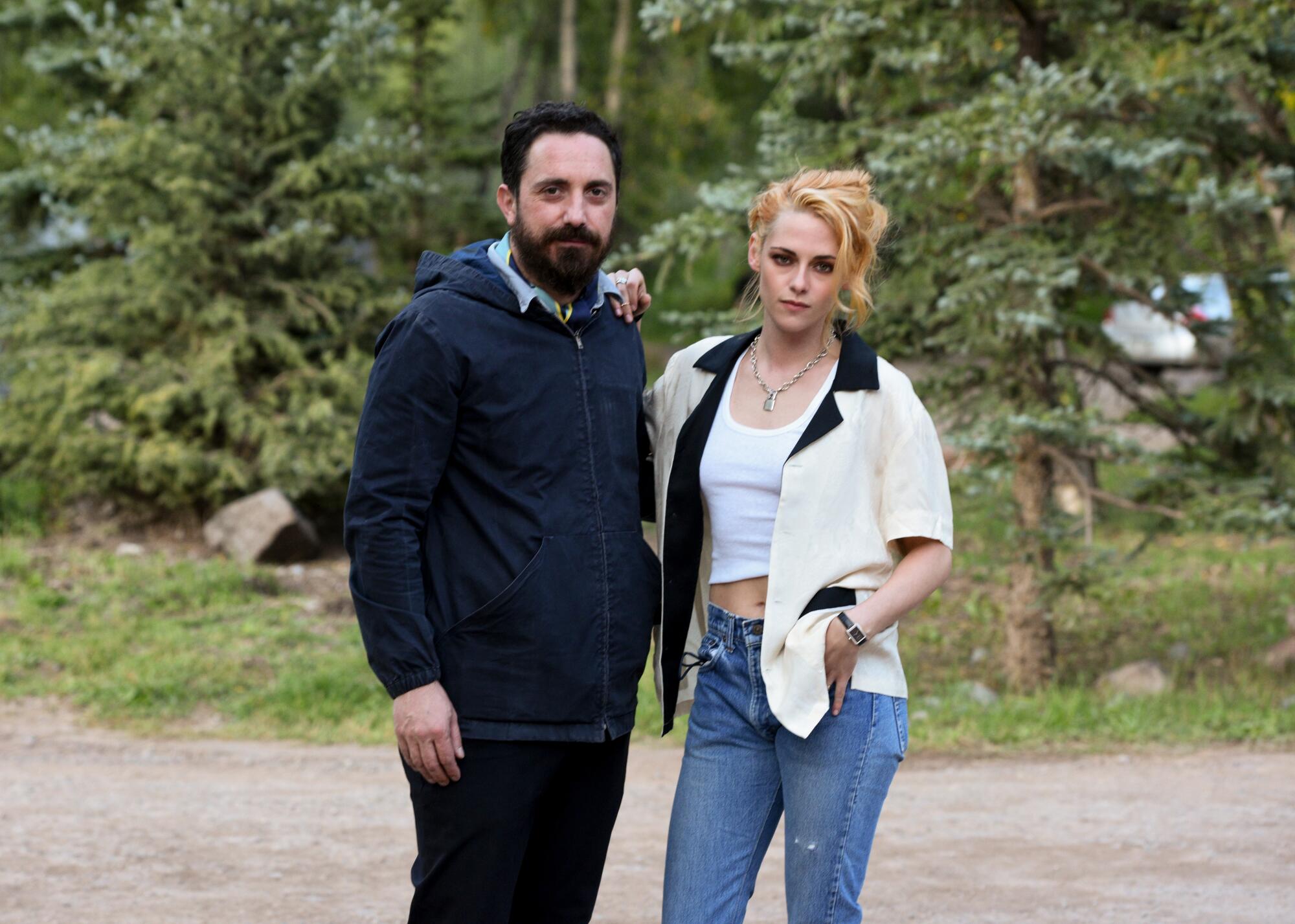 Director Pablo Larraín and actress Kristen Stewart. 