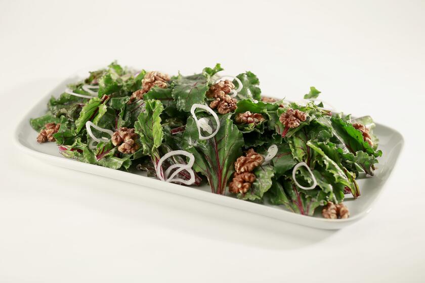 Recipe: Beet greens salad with walnuts.