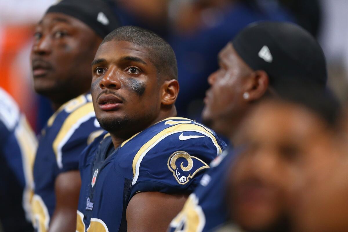 Rams defensive end Michael Sam entered the exhibition game during the first quarter.