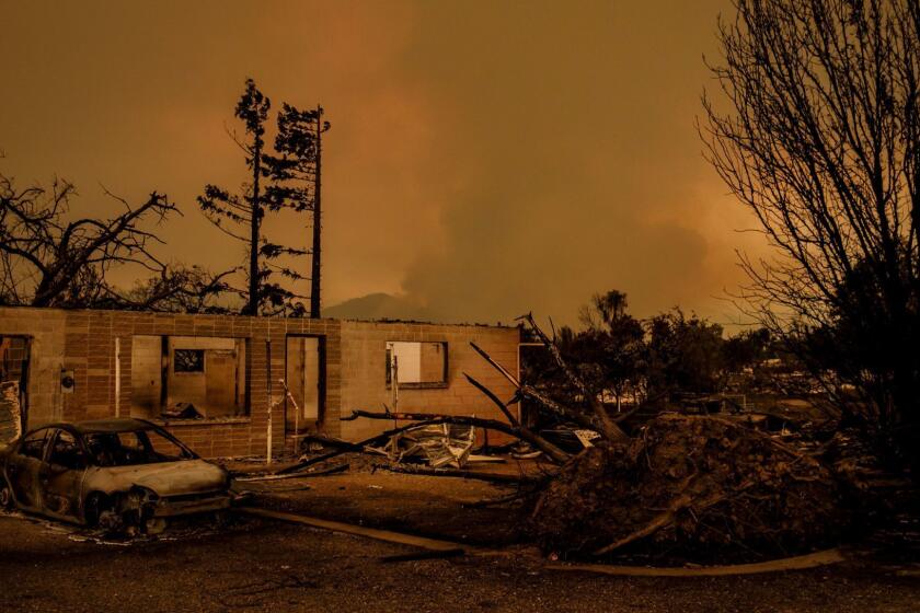 REDDING, CALIF. -- FRIDAY, JULY 27, 2018: Wildfire destroy homes overnight in Lake Keswick Estates near Redding, Calif., on July 27, 2018. (Marcus Yam / Los Angeles Times)