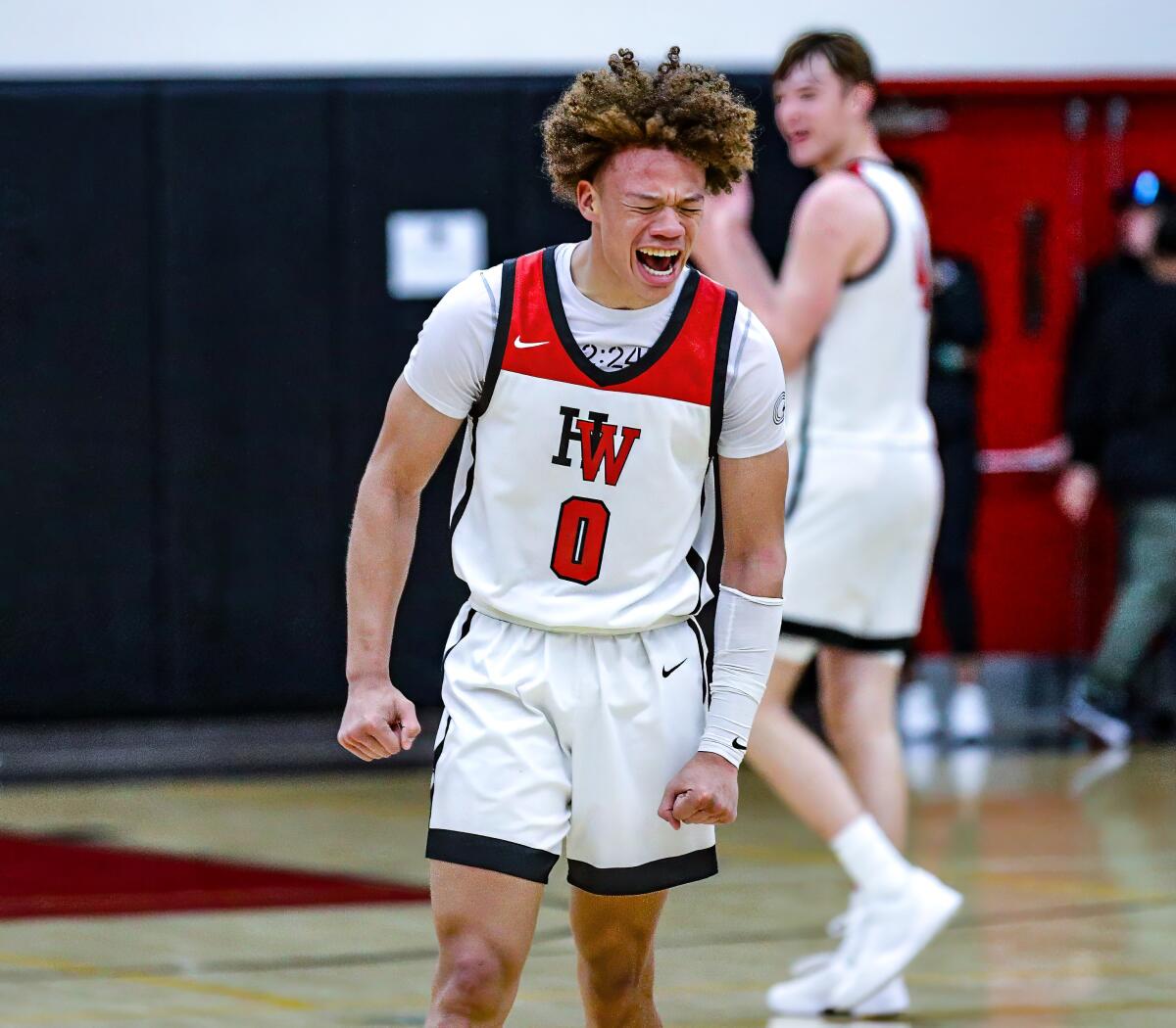 Trent Perry of Harvard-Westlake shows his emotion during the Wolverines' rout of Sierra Canyon.