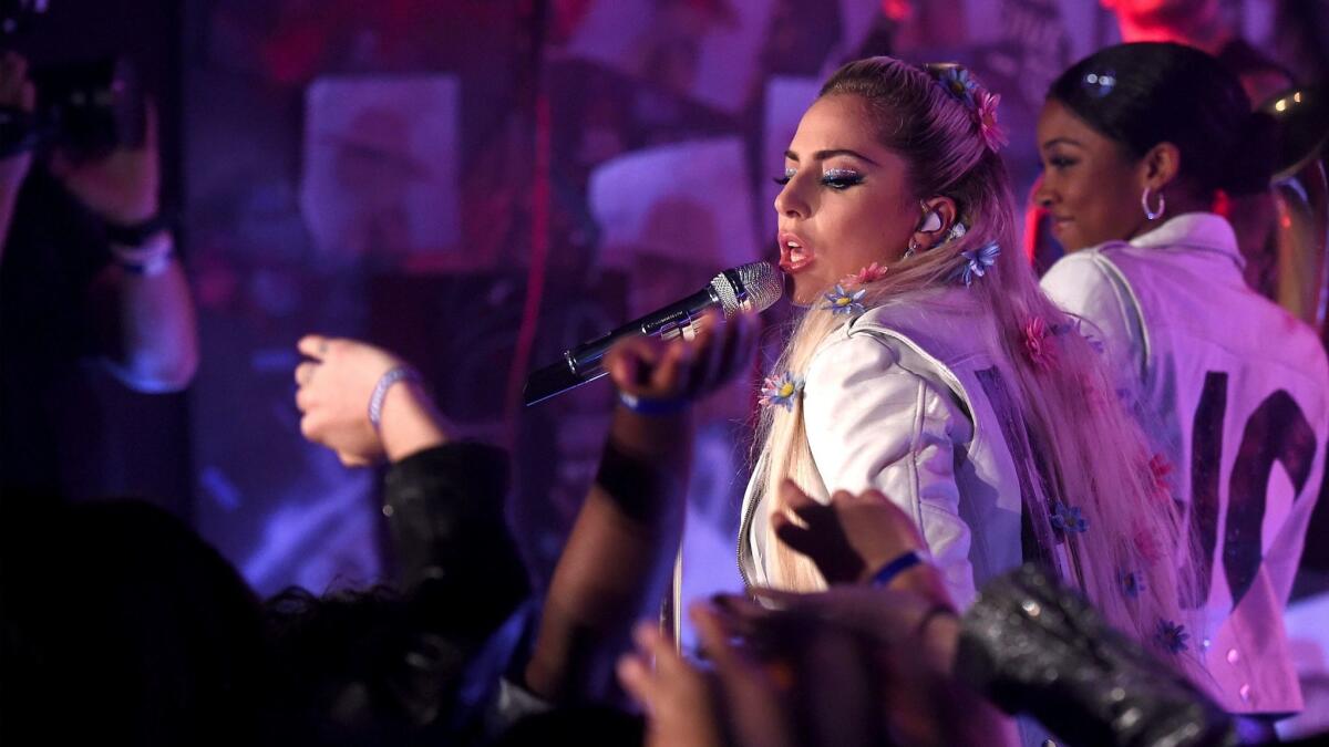 Lady Gaga performs Thursday night at the Satellite in Los Angeles.