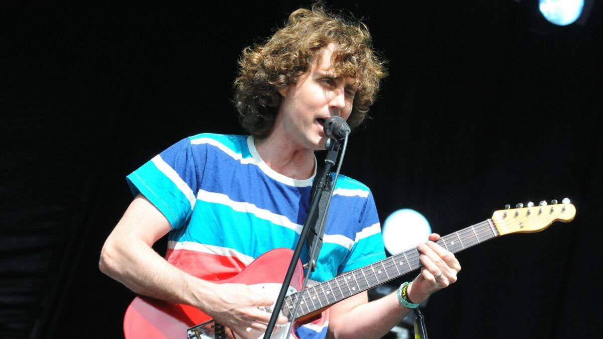 Luke Jenner of the Rapture performs at the Lovebox Festival at Victoria Park on June 17, 2012 in London.