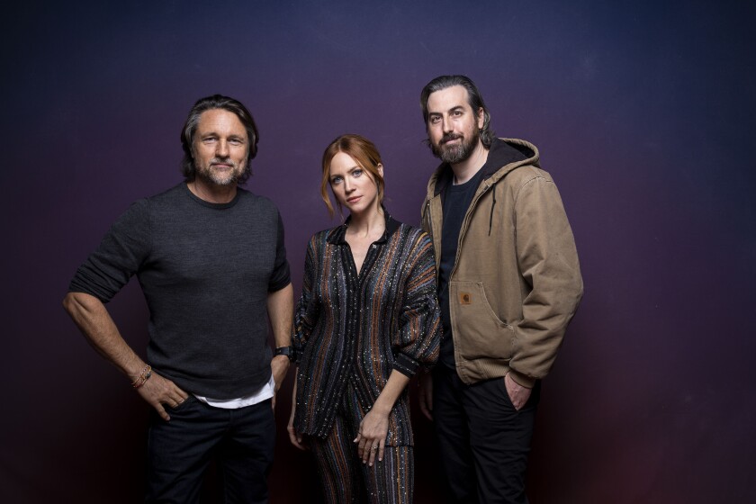 Brittany Snow, director Ti West, and actor Martin Henderson from "X" at the LA Times Photo Studio at SXSW 