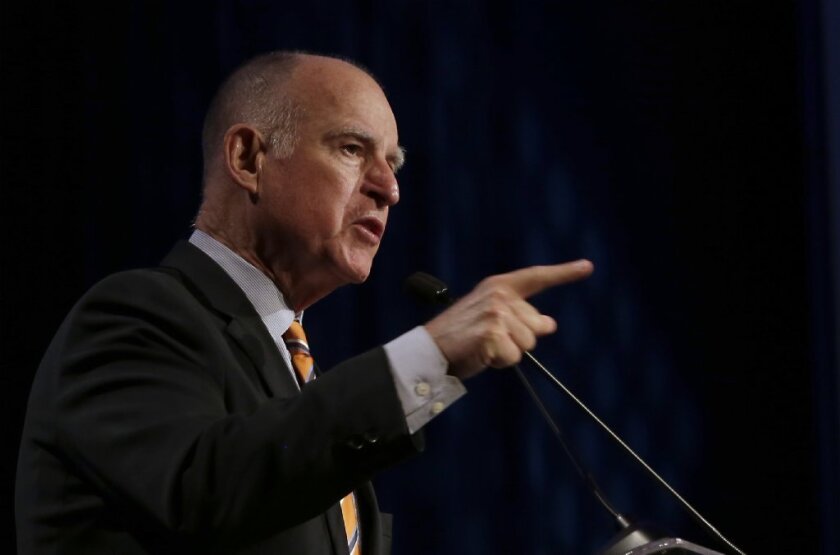 Jerry Brown, seen here speaking in Sacramento last week, is running for his fourth term as governor of California.