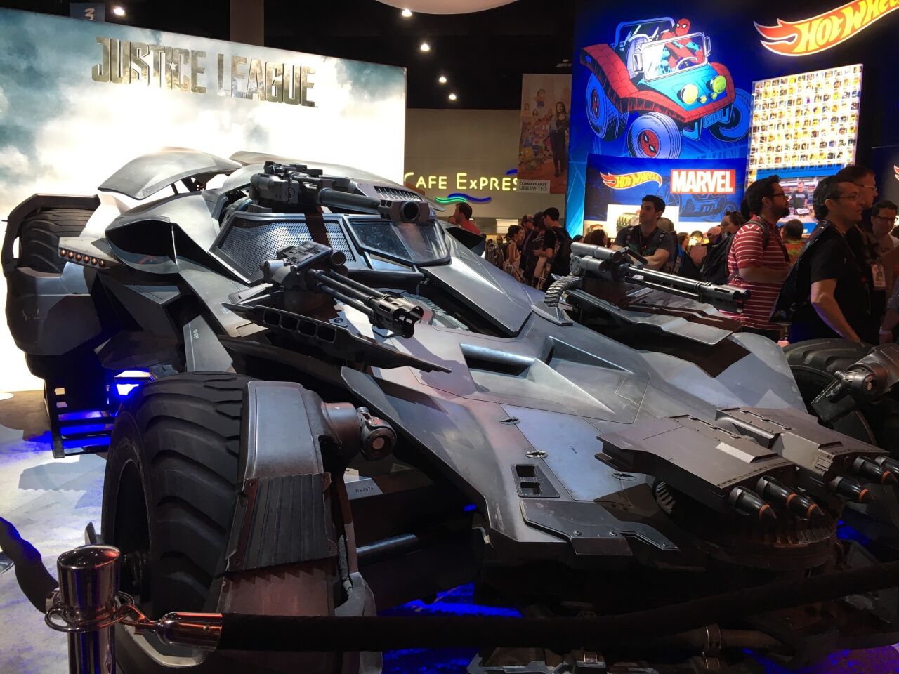 The Batmobile is on display at the DC Entertainment booth.