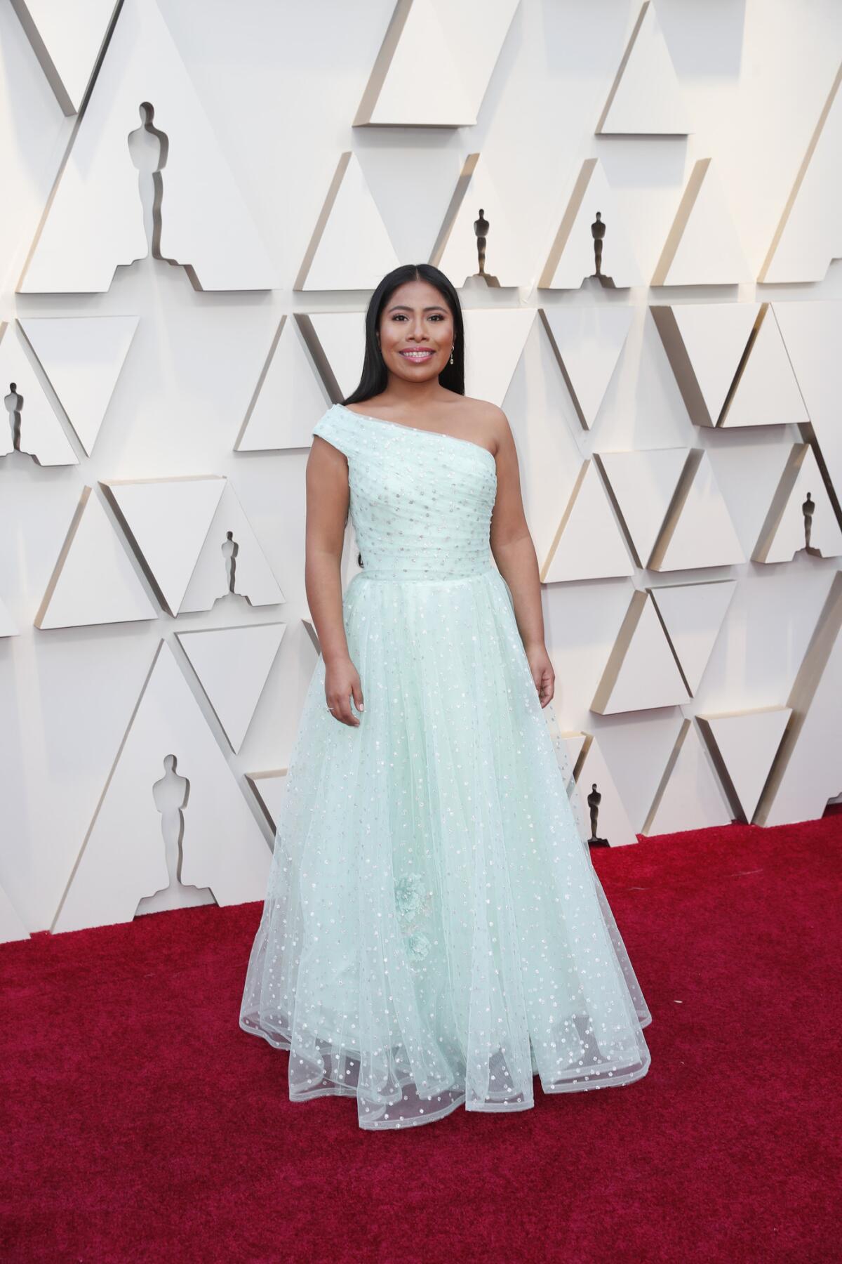 Yalitza Aparicio, lead actress nominee for 'Roma' during the arrivals for the 2019 Academy Awards.