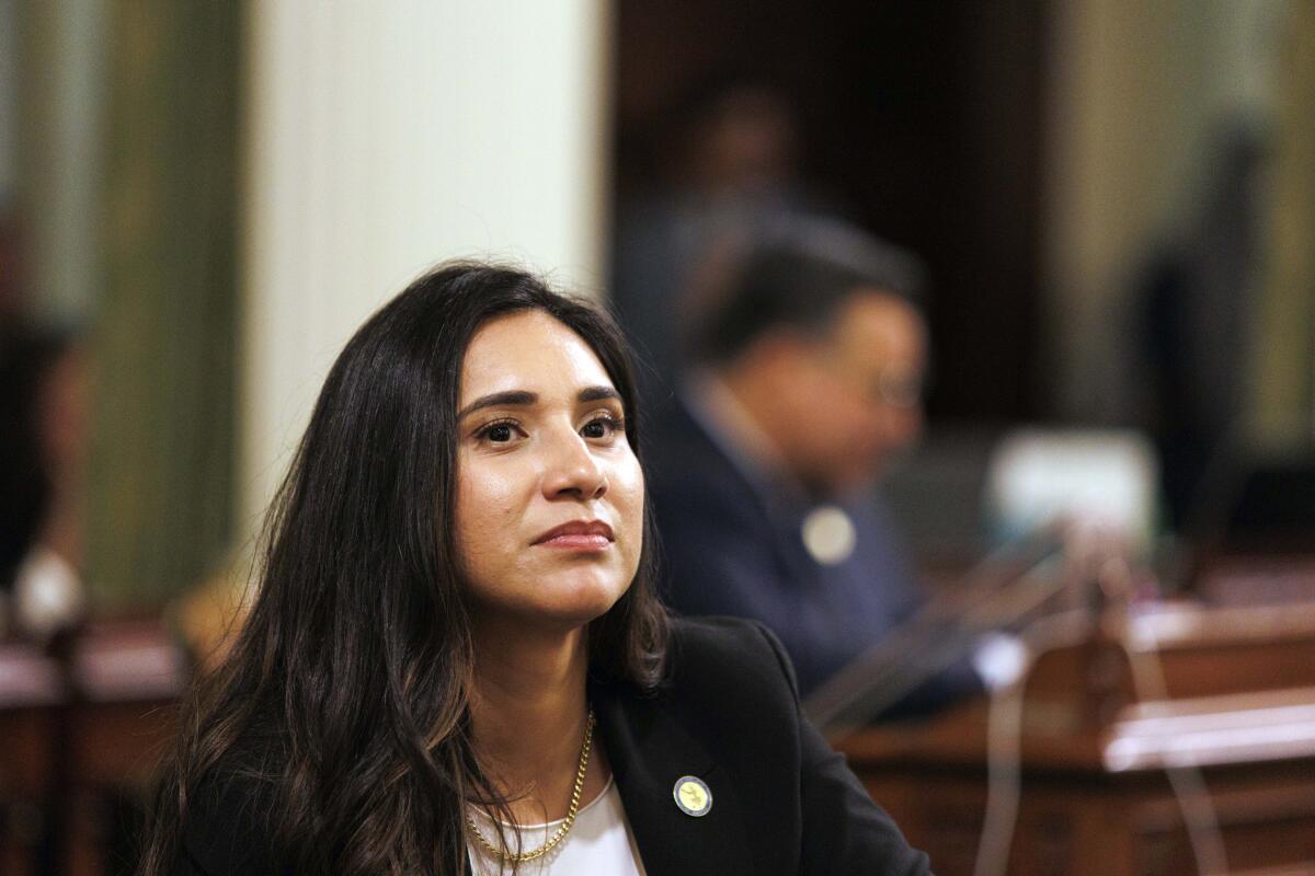 Sabrina Cervantes attends a meeting of the California legislature.