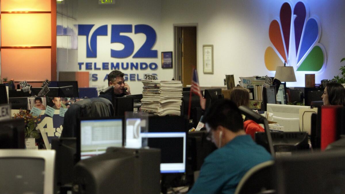 Telemundo local news station KVEA Channel 52 shares it newsroom with KNBC, Channel 4 in Burbank.
