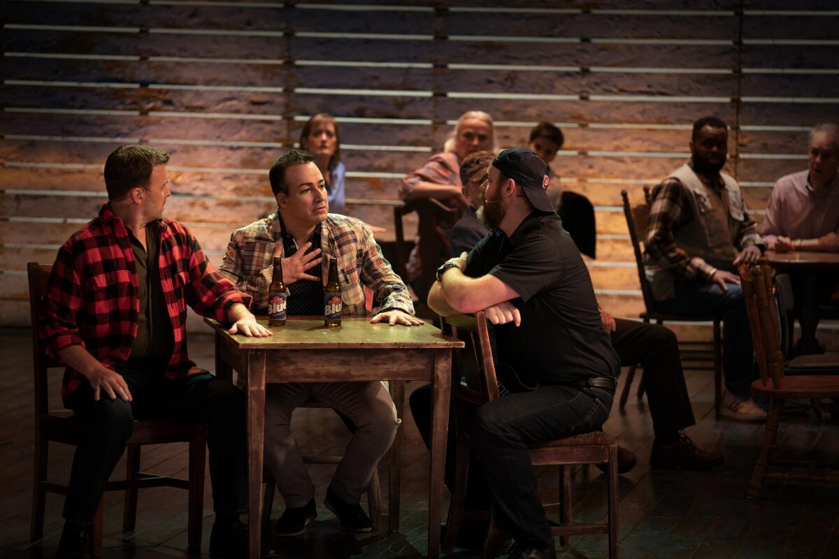 A scene from the filmed production of the musical "Come From Away," which premieres Sept. 10 on Apple TV+.