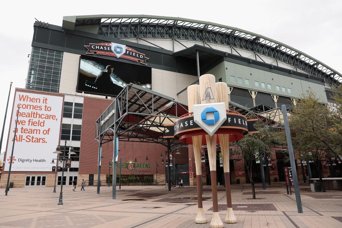 Chase Field, home of the Arizona Diamondbacks, is shown March 12 in Phoenix.