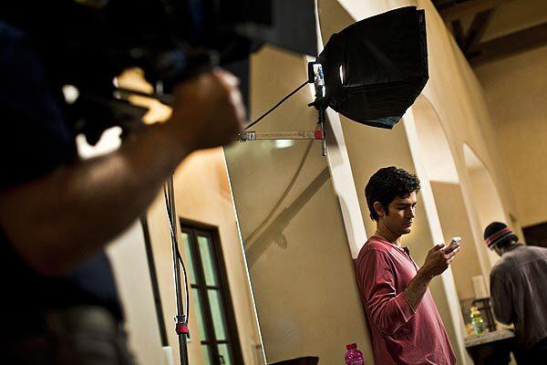 Adrian Grenier in a mansion in Encino between takes as Vincent Chase in the final season of HBO's "Entourage."