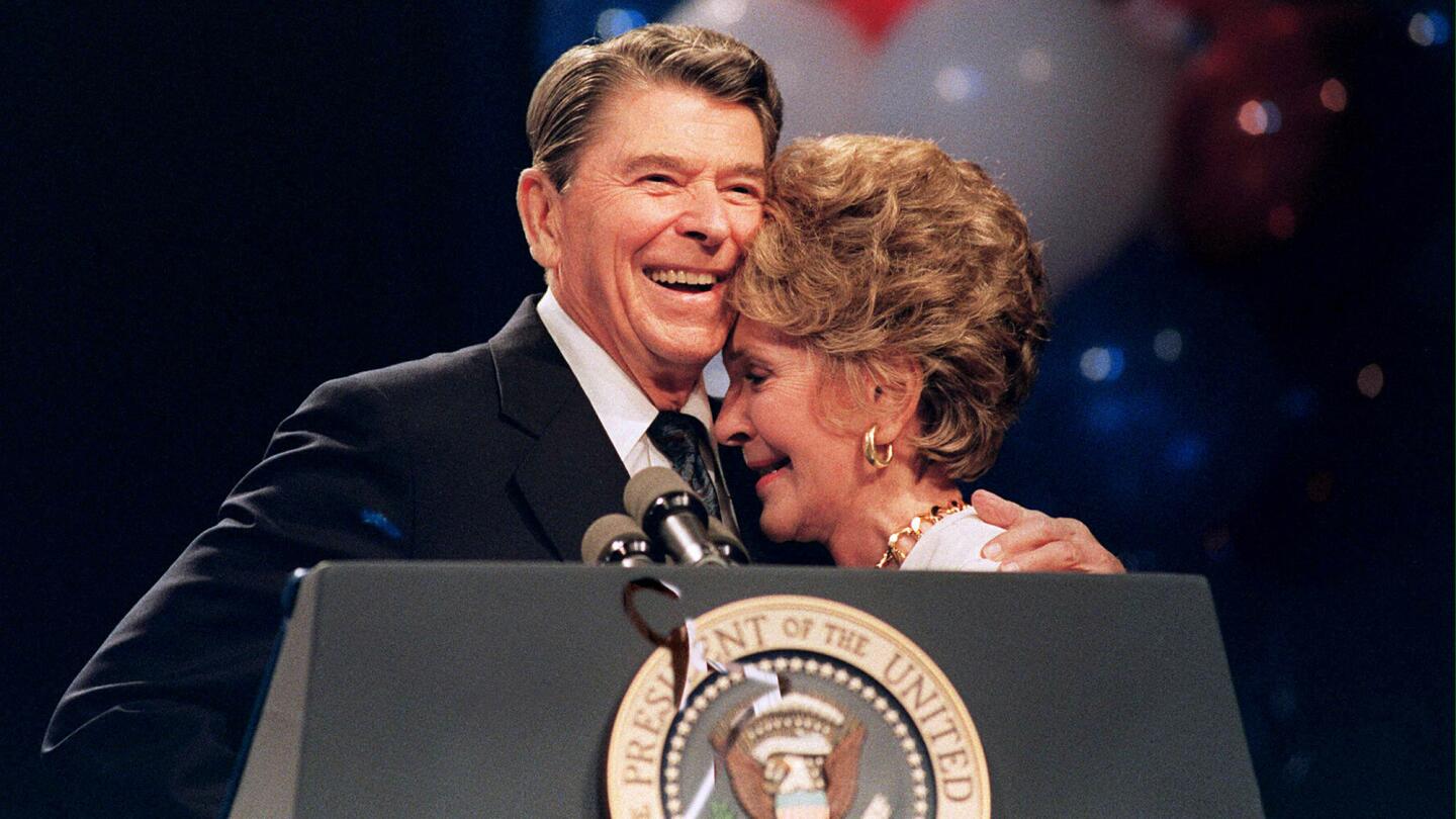 President Reagan and First Lady Nancy Reagan at a New Orleans luncheon in August 1988.