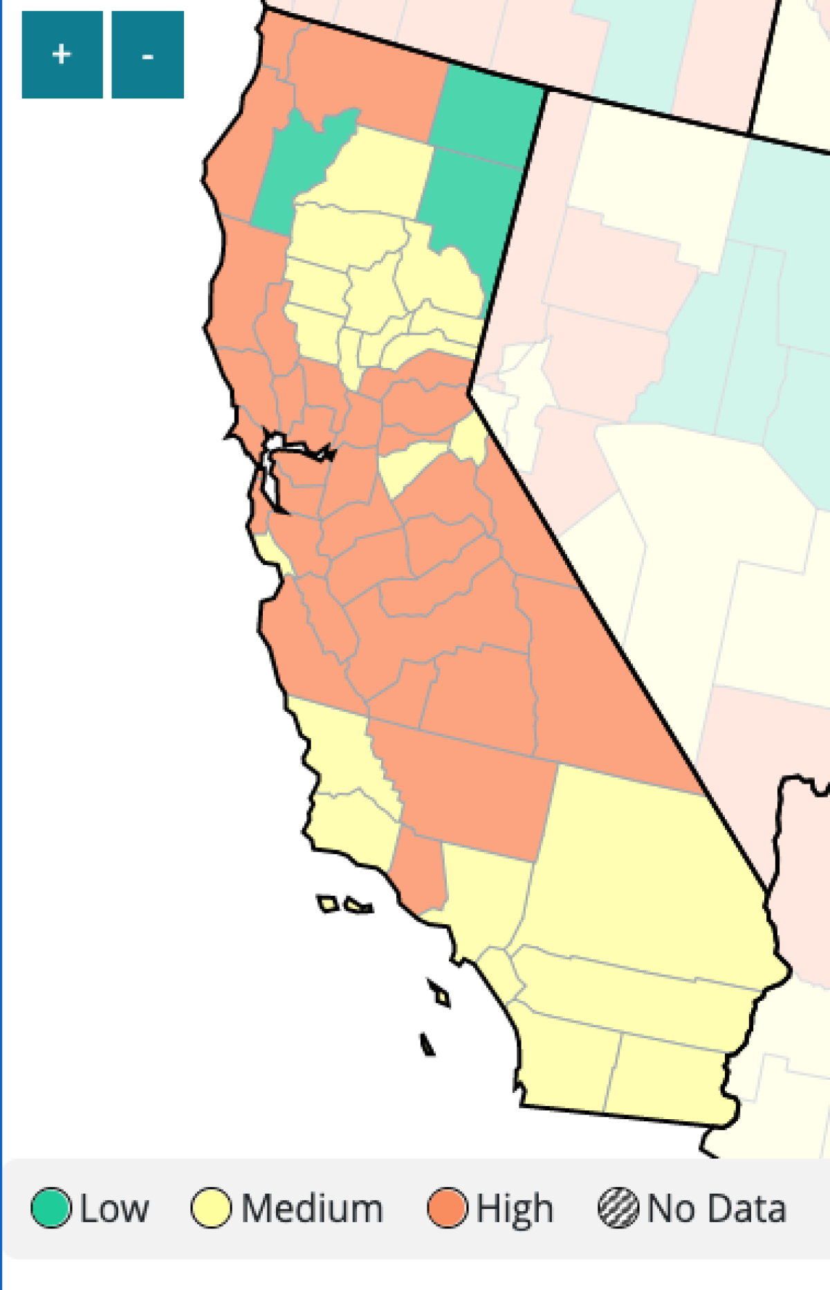 California COVID-19 community level