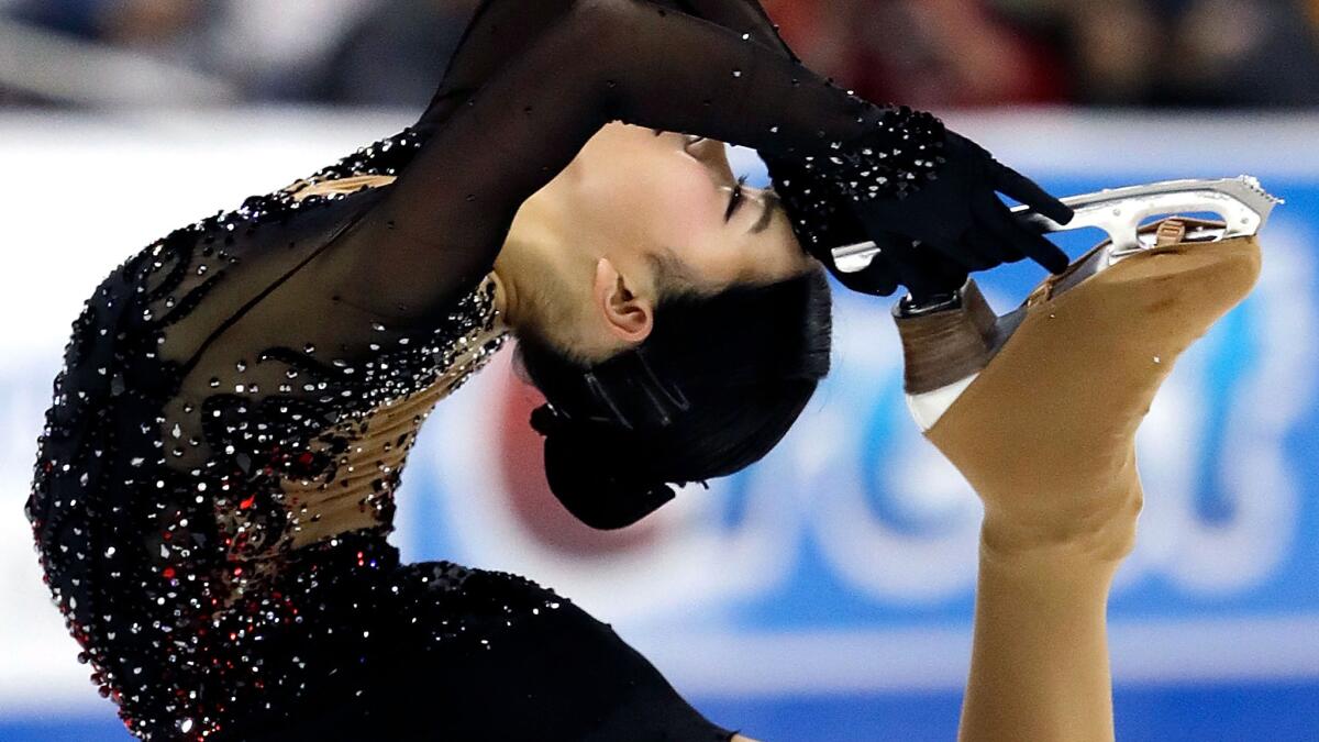 Karen Chen performs her long program during the U.S. figure skating championships on Saturday night.