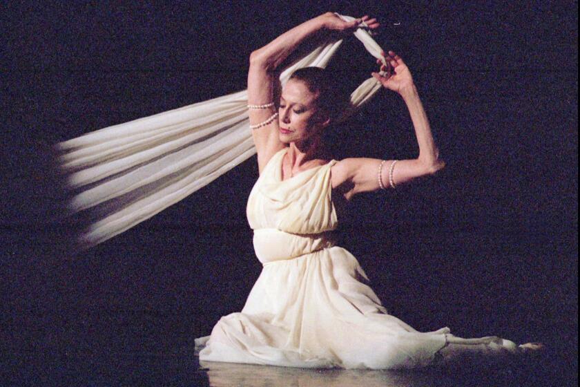 In 1996, 70-year-old world ballet legend Maya Plisetskaya performs "Isadora Duncan" during her only Ukraine concert at the National Ballet Theater in Kiev, Ukraine.