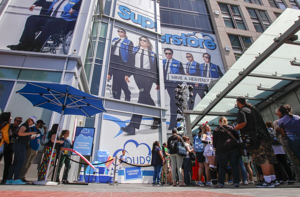 Fans wait for hours to experience the "Superstore" activation.
