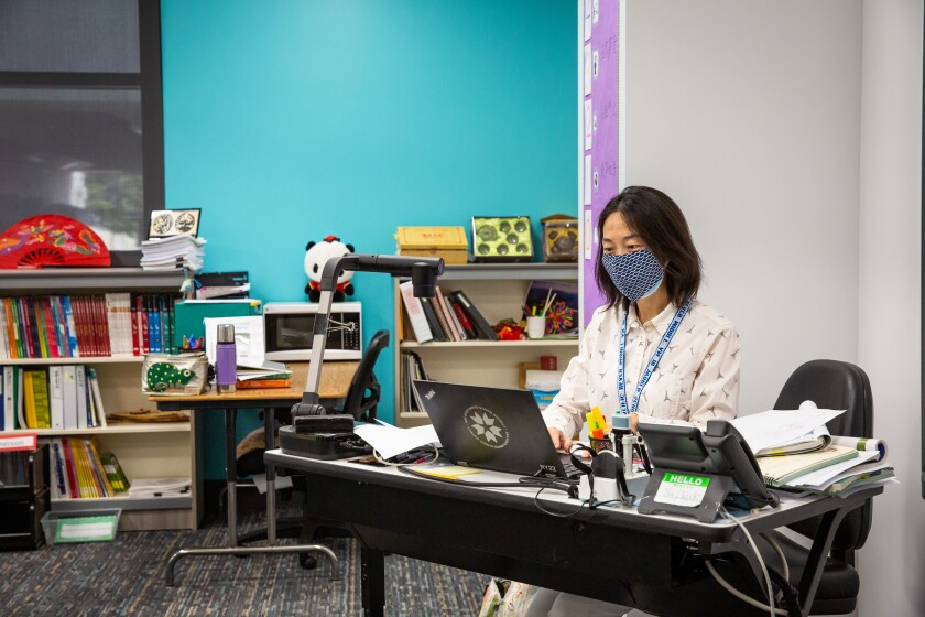 Mandarin teacher Yan Yan said her new classroom at Pacific Beach Middle School is the best one she has ever had.