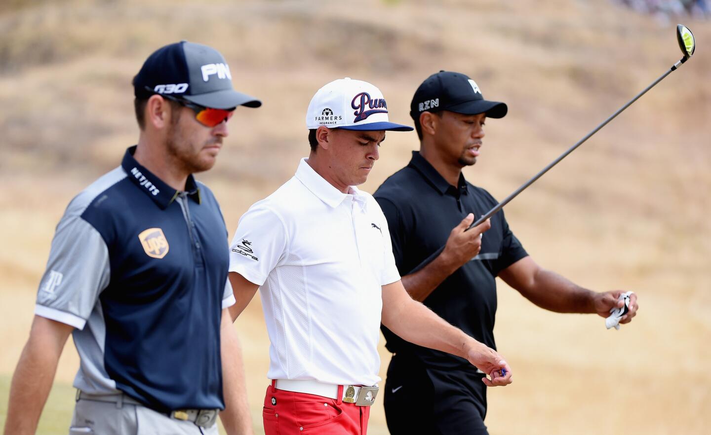 Louis Oosthuizen, Rickie Fowler, Tiger Woods