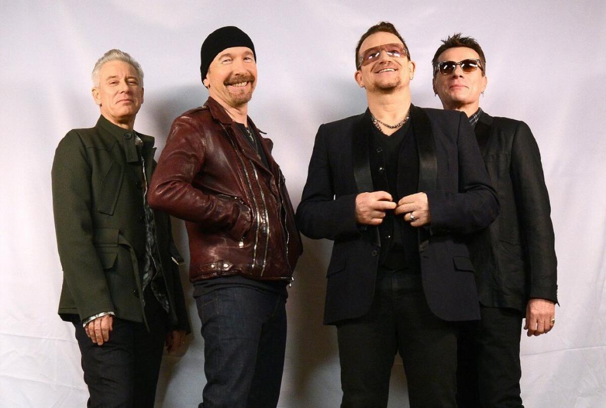 U2 -- Adam Clayton, left, the Edge, Bono and Larry Mullen Jr. -- will perform on the Oscars on March 2.