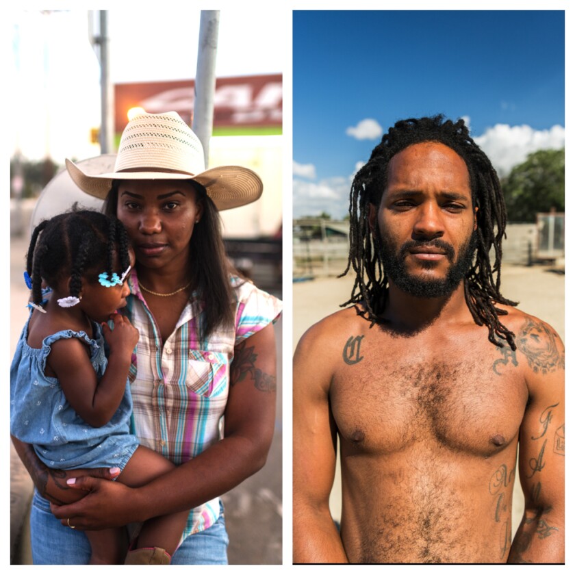 Compton Cowboys members Keiara with her daughter, Taylor, and Carlton Hook